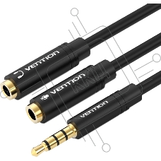 Переходник-разветвитель Vention гибкий Jack 3.5 mm M 4 pin/Jack 3.5 mm F x 2 - 0.3м BBCBY