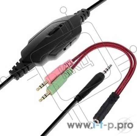 [Наушники] CROWN CMGH-101T Black&red (Подключение jack 3.5мм 4pin+ адаптер 2*jack spk+mic,Частотныи? диапазон: 20Гц-20,000 Гц ,Кабель 2.1м,Размер D 250мм, регулировка громкости, микрофон на ножке)