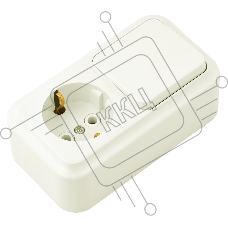 Блок Bylectrica Блок (1 выкл. + роз с земл.) ОУ серия ПРАЛЕСКА, (В-РЦ-527 бежевый)