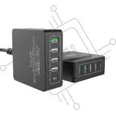 Сетевое зарядное устройство  (ACD-P605U-V1B) 60Вт,  5xUSB 1PD+1QC+3Smart, 3.6~20В/3А RTL