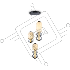 Подвесной светодиодный светильник Ambrella light LH11036/3 BK/MG/SM черный/мраморно-серый/дымчатый 40W 3000K D410*2050