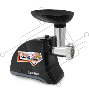 Мясорубка Centek CT-1609 BLACK, 1550Вт, реверс, 2 диска, стальной нож и узлы, красный