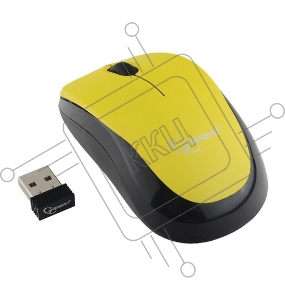 Мышь беспроводная Gembird MUSW-360-LM, 2.4ГГц, лайм, 2 кнопки+колесо-кнопка, 1000 DPI, батарейки в комплекте, блистер