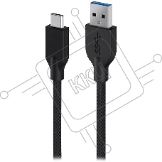 Кабель Genius ACC-A2CC-3A. Выход: USB-A -> USB-C. USB 3.0, плетеный нейлон, 100 см. Цвет: черный
