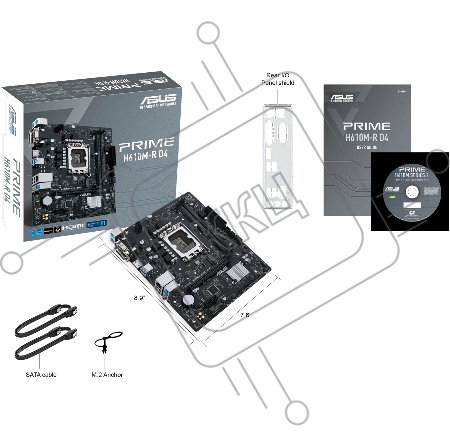 Материнская плата ASUS PRIME H610M-R D4-SI White Box Soc-1700 Intel H610 2xDDR4 mATX AC`97 8ch(7.1) GbLAN+VGA+DVI+HDMI