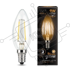 Светодиодная лампа LED GAUSS 103801109  Filament Свеча E14 9W 680lm 2700К 1/10/50