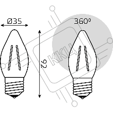 Лампа Filament Свеча 7W 550lm 2700К Е27 LED 1/10/50