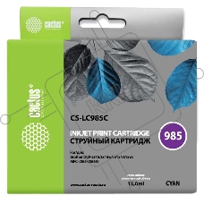 Картридж струйный Cactus CS-LC985C голубой (15 мл) для Brother DCPJ315W/DCPJ515W/MFCJ265W