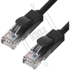 Патч-корд Greenconnect Патч-корд UTP прямой 1.5 m AWG24 кат.5е,  RJ45,  медь, литой (Черный), пластик пакет (GCR-LNC06-1.5m)