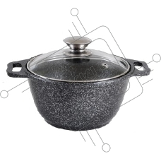 КУКМОР КМТ42а 4,0л Кастрюля литая 4,0л стеклянная крышка. Темный мрамор.