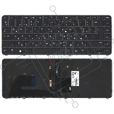 Клавиатура для ноутбука HP EliteBook 745 G3 черная с черной рамкой с указателем и подсветкой