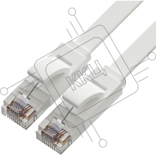Патч-корд Greenconnect PROF плоский прямой 10.0m, UTP медь кат.6, белый, 30 AWG, ethernet high speed 10 Гбит/с, RJ45, T568B, GCR-51789