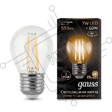 Светодиодная лампа GAUSS 105802107 LED Filament Шар E27 7W 550lm 2700K 1/10/50