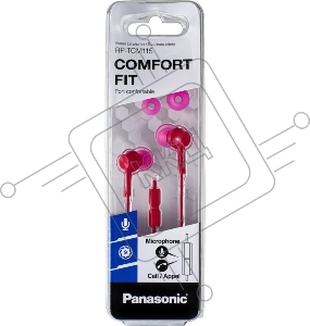 Наушники Panasonic RP-TCM115GCP внутриканальные 10-24000Гц 1.2м 3.5мм 98дБ микрофон розовые