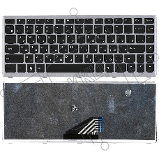Клавиатура для ноутбука Lenovo IdeaPad U310 черная с серебристой рамкой