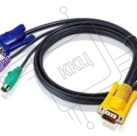 Шнур ATEN, мон+клав+мышь USB, SPHD15=>HD DB15+USB A-Тип, Male-2xMale,  8+4 проводов, опрессованный,   3 метр., черный, (с поддержкой KVM PS/2) (2L-5203UP)