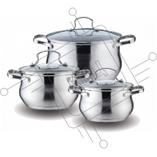 Набор посуды KELLI KL-4209 6 пред. Кастрюля с жаропрочной стекл. крышкой 2.1л. Кастрюля с жаропрочной стекл. крышкой 3л. Кастрюля с жаропрочной стекл. крышкой 4л. Высококачественная нерж. сталь 18/10. 5-ти слойное капсульное дно.