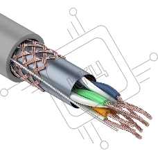 Кабель витая пара REXANT SFTP 4PR 24AWG, CAT5e, STRANDED, бухта 305 м