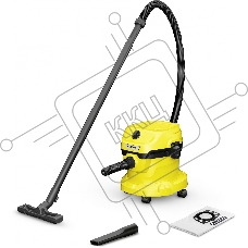 Строительный пылесос Karcher WD 2 Plus V-12/4/18 1000Вт (уборка: сухая/сбор воды) желтый