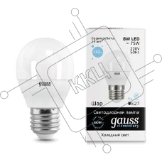 Лампа светодиодная LED Elementary Globe 8Вт E27 6500К Gauss 53238
