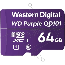 Карта памяти WD Purple Surveillance MicroSDXC WDD064G1P0A 64ГБ Class 10 для видеонаблюдения Карта памяти WD Purple Surveillance MicroSDXC WDD064G1P0A 64ГБ Class 10 для видеонаблюдения