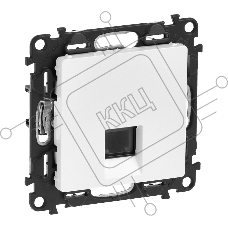 Телефонная розетка RJ11 одиночная.С лицевой панелью.Белая