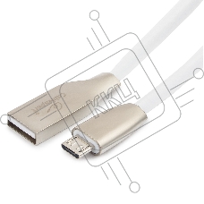 Кабель USB 2.0 Cablexpert CC-G-mUSB01W-1M, AM/microB, серия Gold, длина 1м, белый, блистер