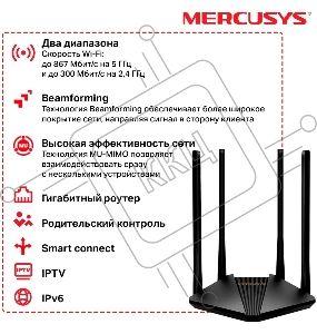 Двухдиапазонный гигабитный Wi-Fi роутер Mercusys MR30G AC1200