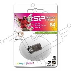 Флеш диск Silicon Power 64Gb Touch T01 SP064GBUF2T01V1K USB2.0 черный/серебристый