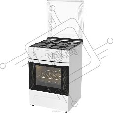 Плита газовая Darina 1D GM141 007 W белый, конфорок 4 шт, духовка 50 л, 60 см x 85 см x 60 см