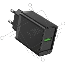 Сетевое зарядное устройство Vention на 1 порт USB A QC 3.0 2.4A  Черный