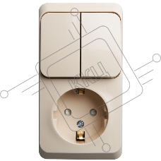 БЛОК Schneider-electric BPA16-202K ЭТЮД О/У: РОЗЕТКА с зазем. со шт. + ВЫКЛЮЧАТЕЛЬ 2-клавиш., КРЕМОВЫЙ, Россия