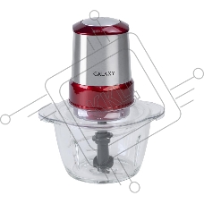 Измельчитель электрический Galaxy Line GL 2354, красный с серебристым, стеклянная чаша 1,2 л, 350 Вт, импульсный режим