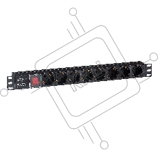 Блок розеток горизонтальный ExeGate ServerPro PDU-19H801 Al-8S-C14-SW, 19