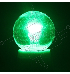 Лампа шар e27 6 LED  Ø45мм - зеленая, прозрачная колба, эффект лампы накаливания