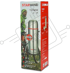 Термос Starwind 20-1000 1л. серебристый/красный картонная коробка