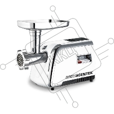 Мясорубка Centek CT-1602 Juice 2000W, Соковыж., нож+диски (2 шт) из литой стали, реверс (белый/хром)