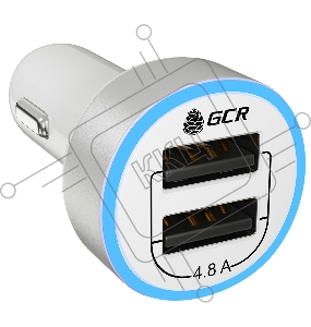 Автомобильное зарядное устройство GCR GCR-51984 на 2 USB порта 4.8A, белое, LED индикация