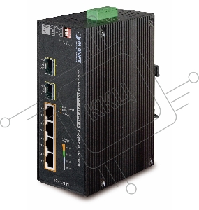 IGS-624HPT индустриальный PoE коммутатор для монтажа в DIN-рейку IP30 6-Port Gigabit Switch with 4-Port 802.3AT POE+ plus 2-port 100/1000X SFP (-40 to 75 C)
