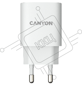 Сетевой адаптер Canyon, PD 20W/QC3.0 18W WALL Charger with 1-USB A+ 1-USB-C   Input: 100V-240V, Output: 1 port charge: USB-C:PD 20W (5V3A/9V2.22A/12V1.67A) , USB-A:QC3.0 18W (5V3A/9V2.0A/12V1.5A), 2 port charge: common charge,  total 5V, 3A, Eu plug  , Ov