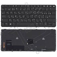 Клавиатура для ноутбука HP EliteBook 720 G1 820 G1 черная с черной рамкой, указателем и подсветкой