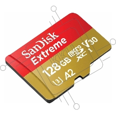 Флеш карта microSDXC 128GB SanDisk EXTREME Class 10, UHS-I, W90, R 190 МБ/с, <SDSQXAA-128G-GN6MA> адаптер на SD