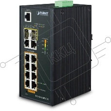Индустриальный PoE коммутатор IGS-4215-8P2T2S для монтажа в DIN-рейку IP30 Industrial L2/L4 8-Port 10/100/1000T 802.3at PoE + 2-Port 10/100/100T + 2-Port 100/1000X SFP Managed Switch (-40~75 degrees C), dual redundant power input on 48~56VDC terminal bloc