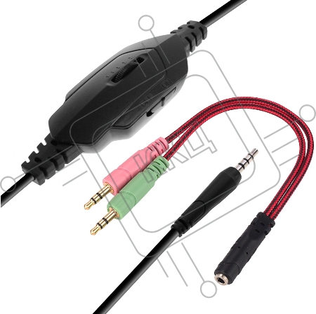 [Наушники] CROWN CMGH-101T Black&red (Подключение jack 3.5мм 4pin+ адаптер 2*jack spk+mic,Частотныи? диапазон: 20Гц-20,000 Гц ,Кабель 2.1м,Размер D 250мм, регулировка громкости, микрофон на ножке)