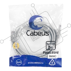 Шнур комм. Cabeus, кат. 5е, неэкр., U/UTP, RJ45/RJ45, LSZH, AWG24, 3м, серый
