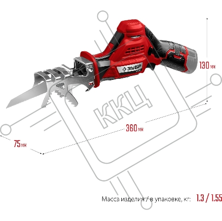 Пила сабельная ЗУБР 12В, без АКБ, в коробке, СПЛ-125