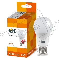 Лампа Iek LLE-A60-13-230-30-E27 светодиодная ECO A60 шар 13Вт 230В 3000К E27 IEK