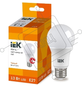 Лампа Iek LLE-A60-13-230-30-E27 светодиодная ECO A60 шар 13Вт 230В 3000К E27 IEK