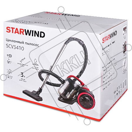 Пылесос Starwind SCV3410 1800Вт черный/бордовый