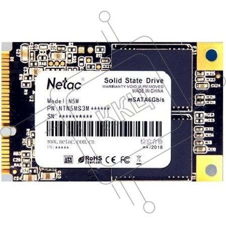 Накопитель SSD mSATA Netac 512Gb N5M Series <NT01N5M-512G-M3X> Retail (SATA3, up to 540/490MBs, 3D TLC)